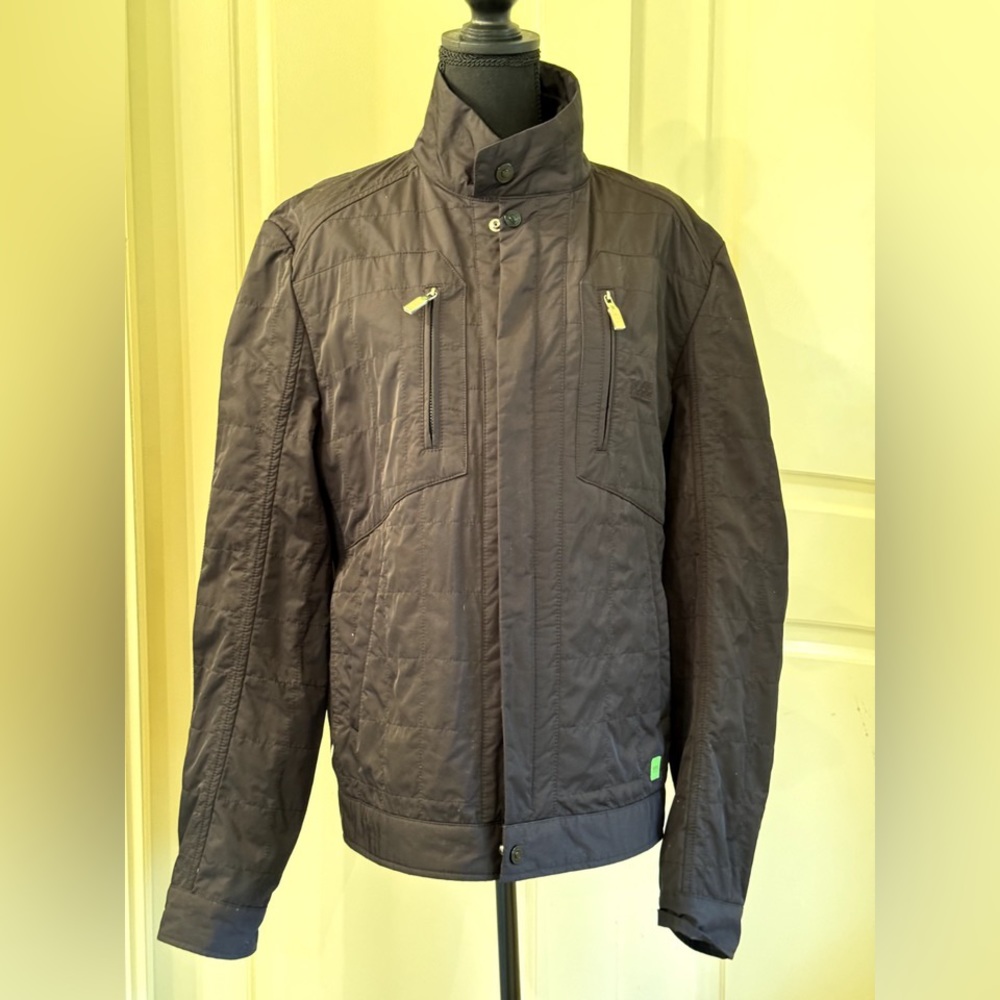 Hugo Boss Men's Black Jarry Zipped Pockets Stand Up Long Sleeve Jacket Size XL